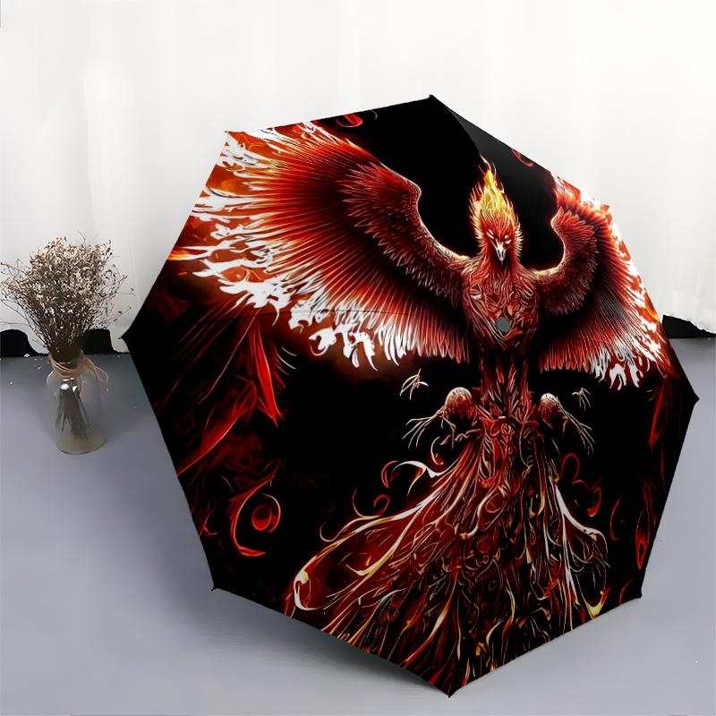 1 PC Automatic Folding Umbrella - Beautiful phoenix Pattern, Portable & Foldable Design with 8 Ribs, Christmas Birthday Gifts