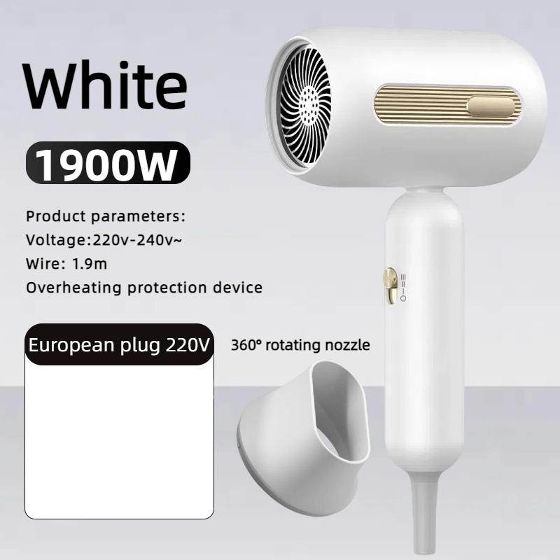 EU Plug 1900W High Quality Small Hair Dryer Portable Home Dormitory Air Blue Light Negative Ion Constant Hair Styling Tools