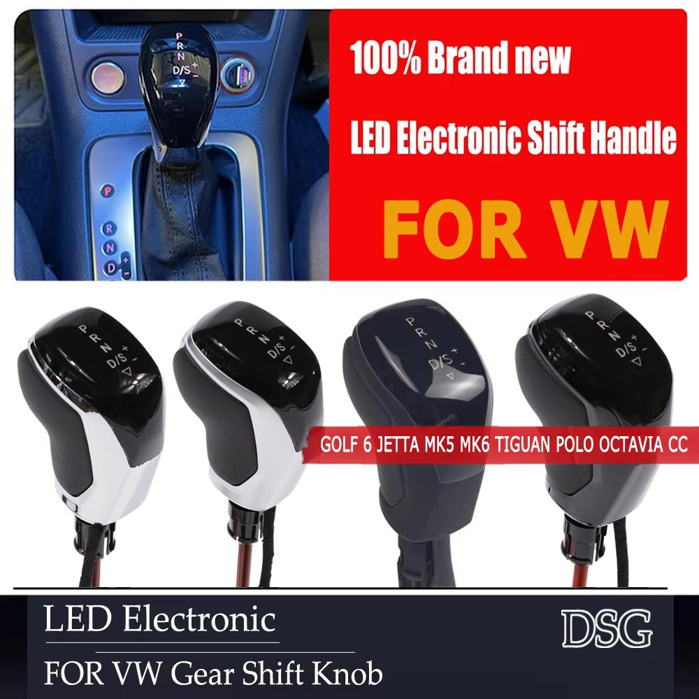 For VW Golf 6 Jetta MK5 MK6 Tiguan Polo Octavia CC Scirocco LED Synchronize Electronic Display Gear Shift Knob Lever Handball