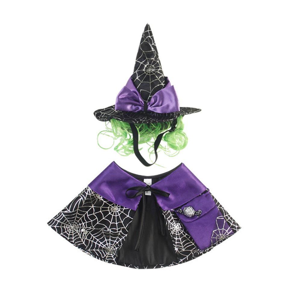 Soft Cat Wizard Hat Cloak Adjustable Pet Witch Costume Funny Cat Wizard Spider Hat  Cosplay Party