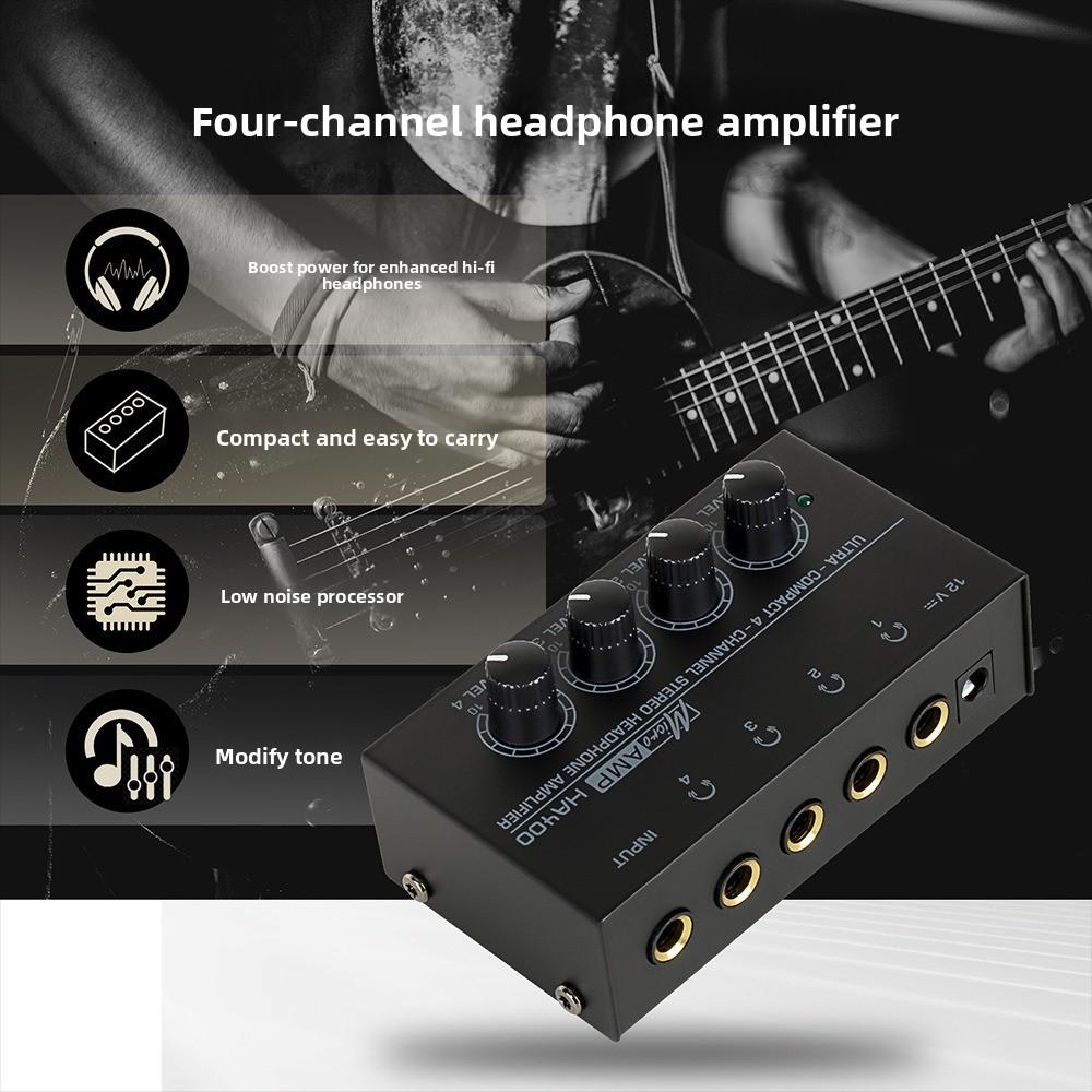 4 Channels HA400 Ultra-Compact Audio Amplifier 1 Input Mini Headphone Amplifier  Headset Amplifier
