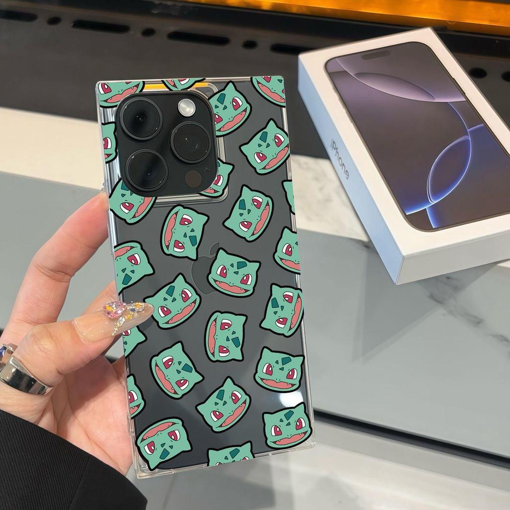 Clear Square Back Tube Case Protection For iPhone 11 15 Plus 13 16 ProMax 14 Pro Max 12 Anti-Oxygen,Miumiu Seed Pattern Casing