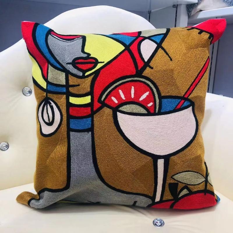 High Quality Picasso Abstract Cotton Pillow Cover Canvas Single-Sided Sofa Embroidery Cushion Cover For Living Room Home Decor