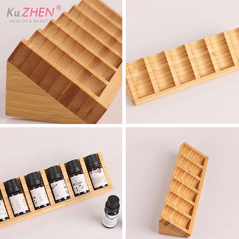 1pc Essential Oil Wooden Display 6 Slots Portable Tabletop Diffuser Stand Nail Polish Collection Perfume Holder Shelf Organizer