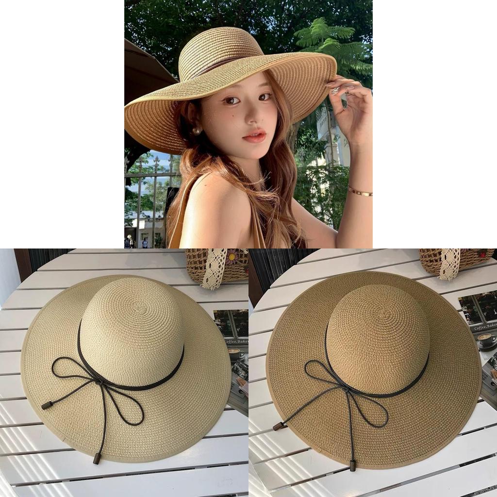 Straw Sun Hat With Large Brim And Foldable Design For Beach And Holiday Use