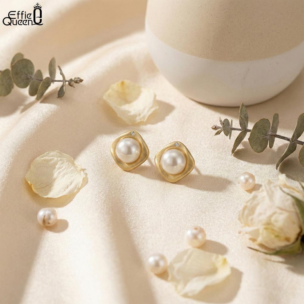 Effie Queen 925 Silber Perlenohrringe 14 Karat Gold Steckerohrringe Modischer Schmuck Ohrschmuck Damenohrringe Für Geschenk GPE99