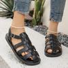 Large Size Woven Cutout Flat Sandals Summer New Comfortable and Versatile