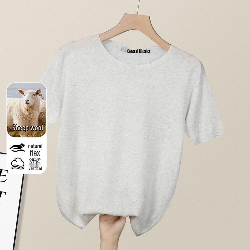 SNOWFLYING Women s Wool-Linen Blend Slub Knit Top M