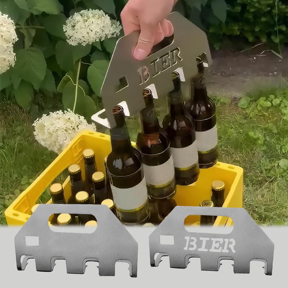Stainless Steel Beer Cup Holder Wear Resist Beer Bottle Carrier Reusable Heavy Duty Can Opener for Bar BBQ Beer