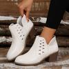 Large size hollow breathable thick heel low-top short boots autumn and winter new round head foot cover holiday daily bare boots