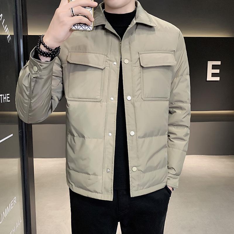 2025 Men s Slim Fit Cotton Winter Jacket with Lapel Collar - Lightweight, Stylish, and Trendy M хаки