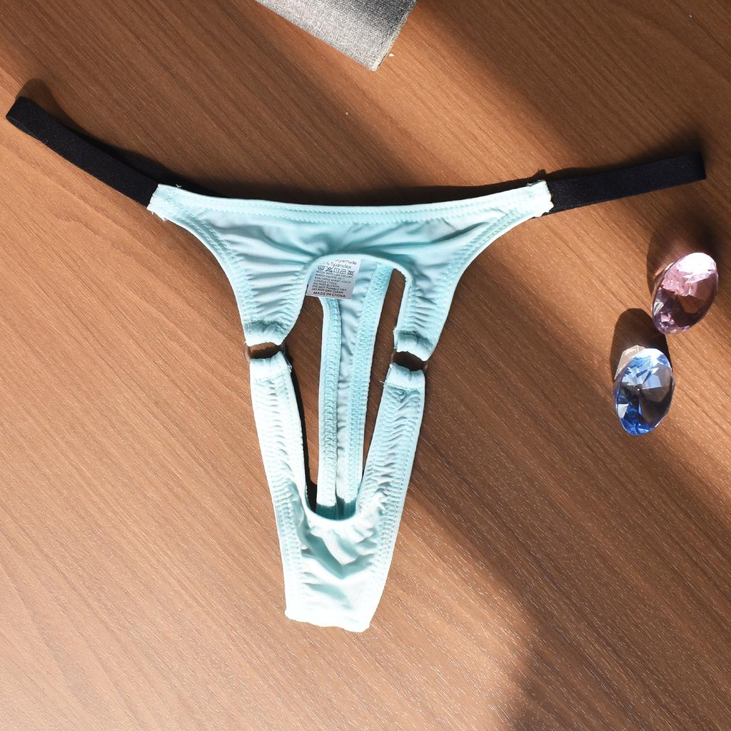 Penis Hole Underwear Erotic Panties For Men Sexy Cock Ring Underpants Male Sex G-String T-Back Thongs Ice Silk Erotic Lingerie