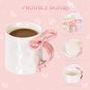 350ml/11oz Bow Mug, Ribbon Glass Ceramic Mug with Ribbon Handle Suitable for Colleagues Valentine's Day Christmas Birthday Gifts