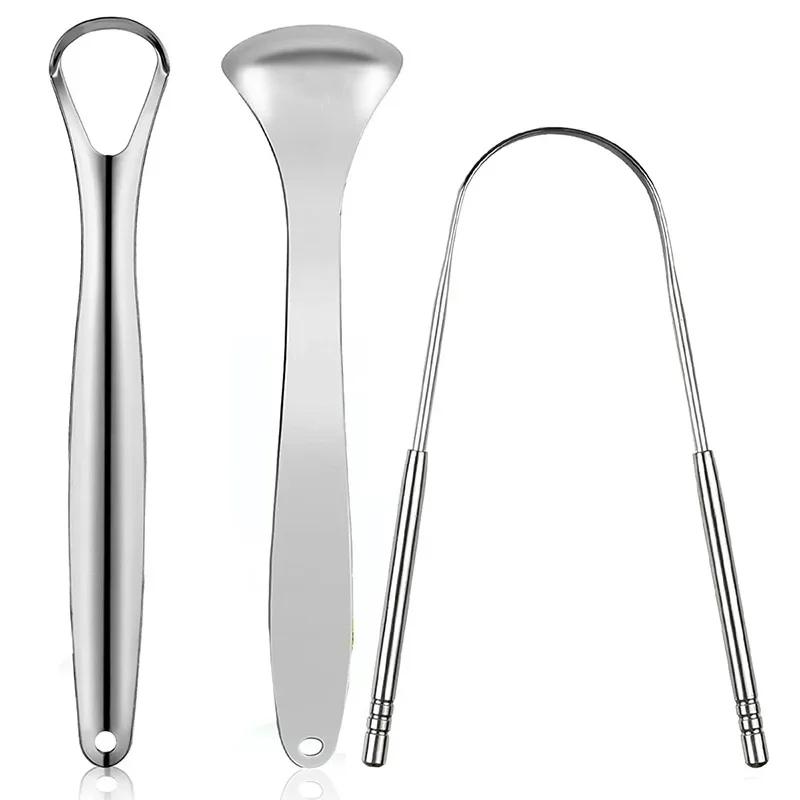 

Cleaner for Adults Kids Portable Stainless Steel Tongue Scrapers Brushes for Removing Premium 3pcs Metal Tongue Scraper