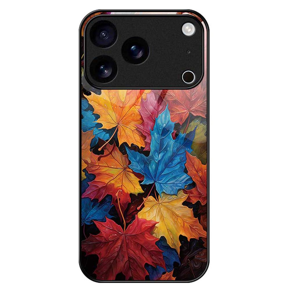 For iPhone 17 Pro Max Case TPU PC Tempered Glass Pattern Printing Phone Back Cover