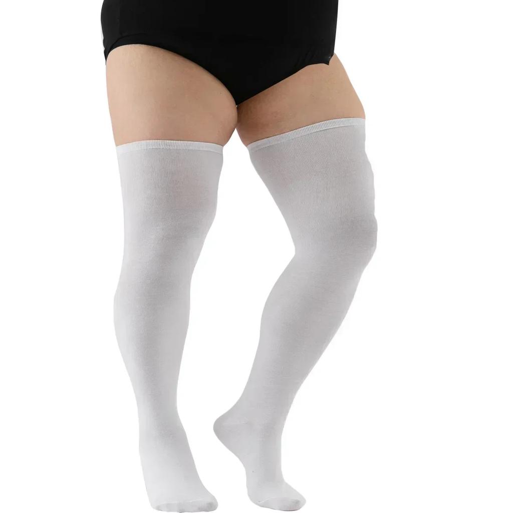 Thigh High Socks Women Plus Size Stockings Oversized Ladies Knee Sock Large Big Long White Socks Black Striped 3Xl