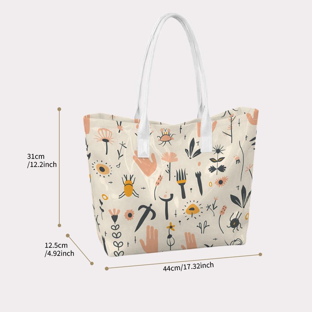 Cute Doodle Print Tote Bag Fashion Casual Lightweight Large Capacity Daily Outdoor Shoulder Bag for Women