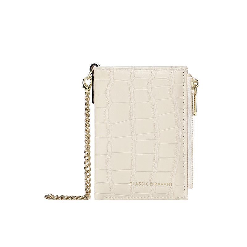 

Женский кошелек с цепочкой с тиснением под крокодила 2024 - Высококлассный короткий кошелек на молнии для монет и держатель для карт бежевый