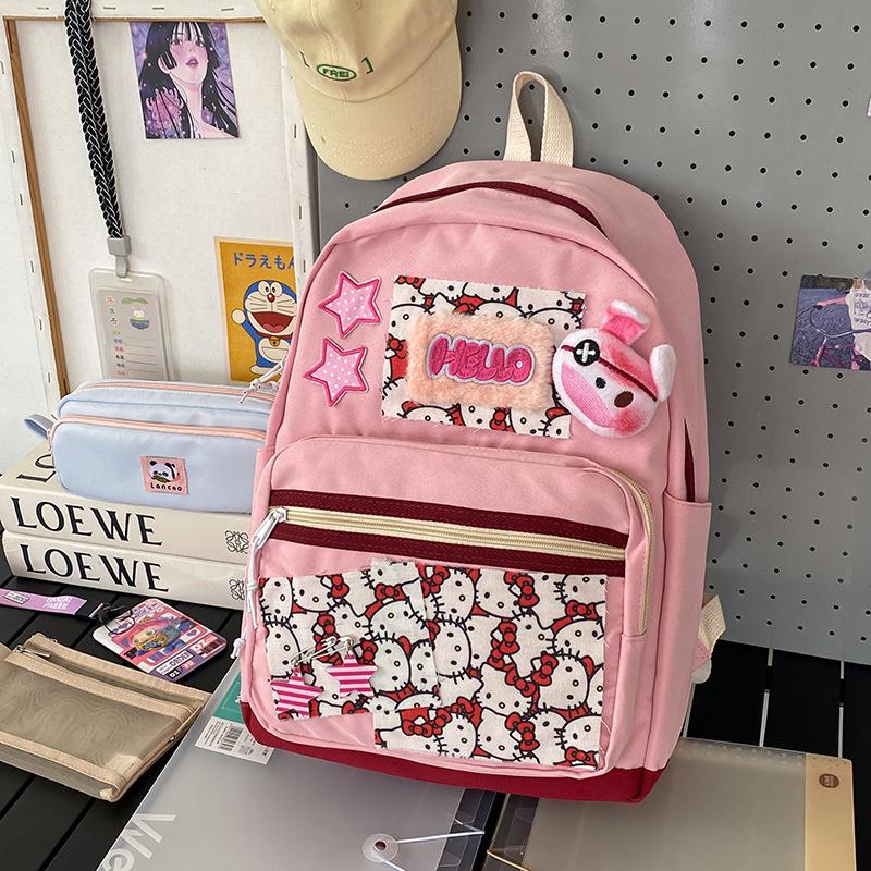 Schoolbag Middle school schoolbag female Korean version ins Pink girl backpack wholesale Mori cartoon cute KT cat backpack