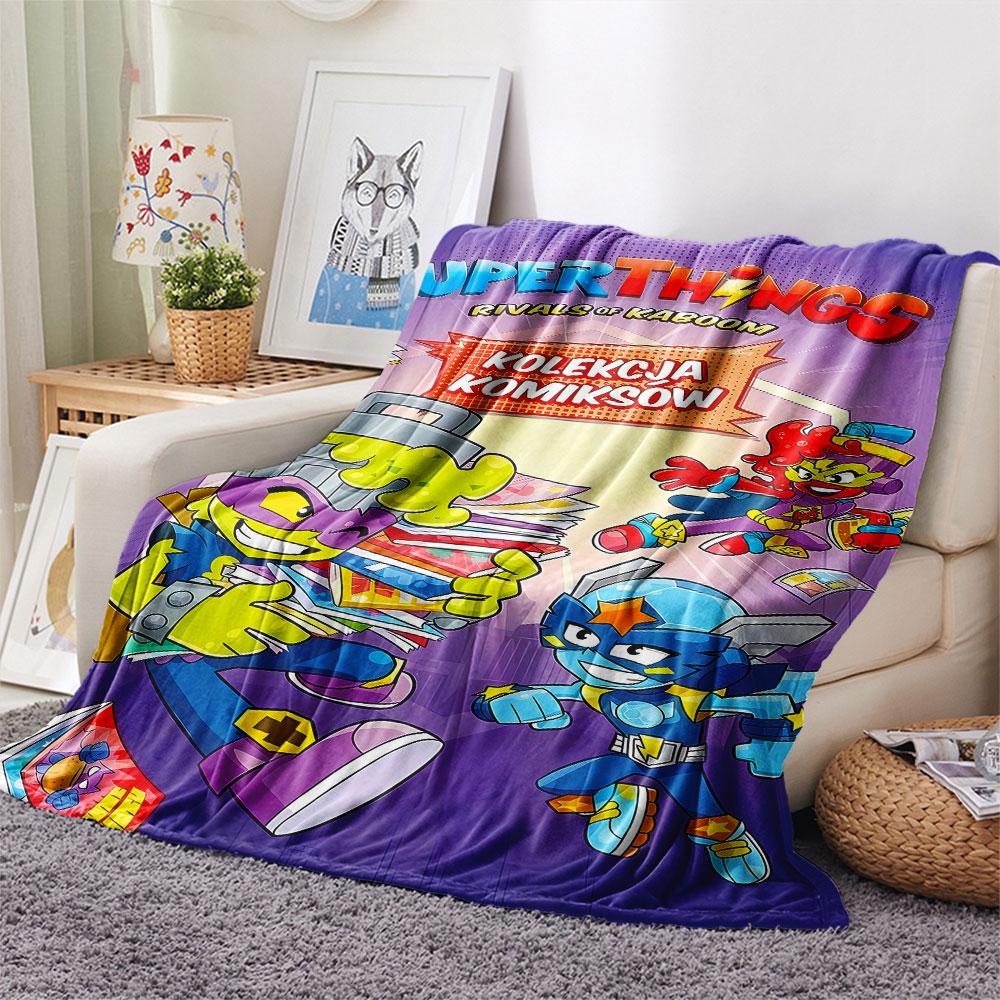 1PC Superthings Patterned Flannel Blanket Suitable For All Seasons for Home Decor Warmth and Comfort Gifts Holiday Present