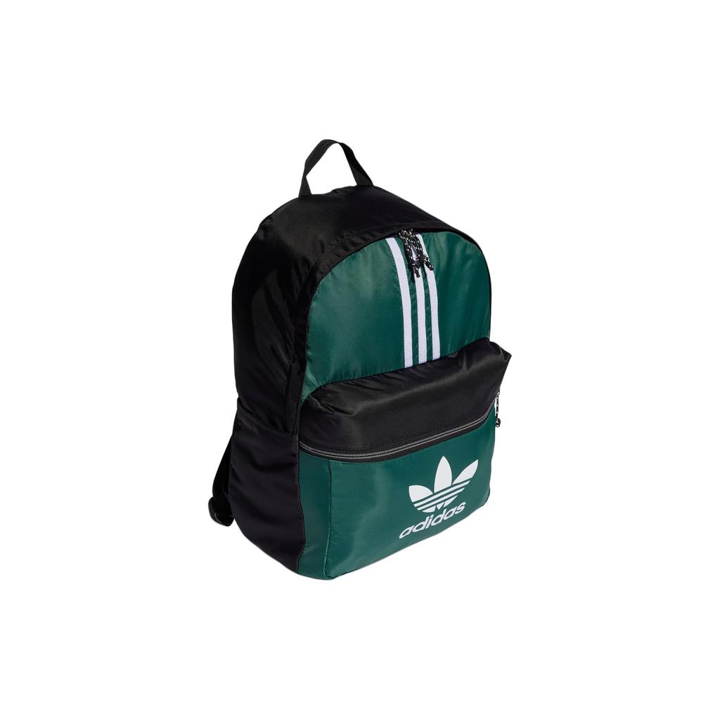 Adidas Originals Trefoil Logo Zip Closure Recycled Nylon Backpack Unisex Backpack Forest-Green IS4560