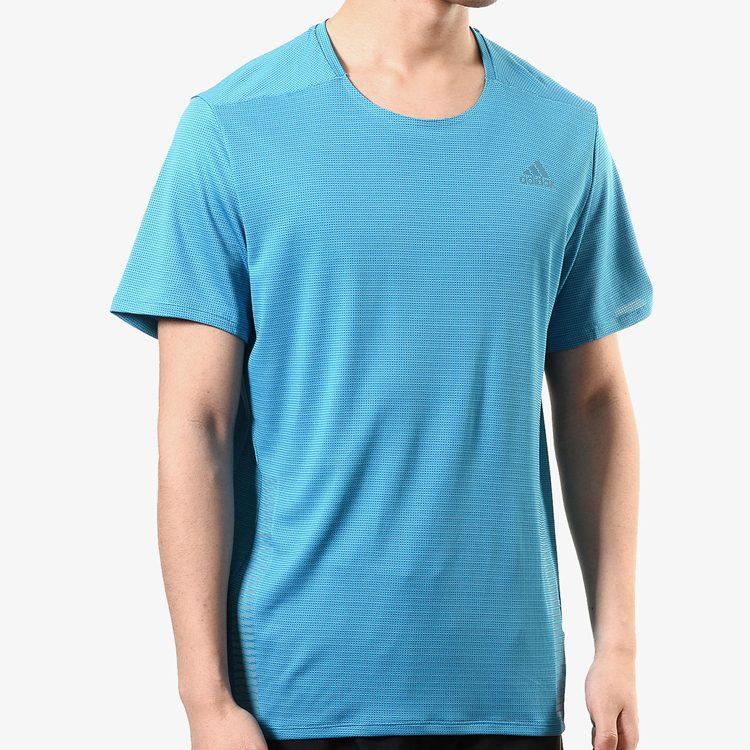 adidas T Shirts Men's Teal Crew Neck Moderate Straight Fit FJ1149