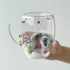 Dried Flower Glass Drinking Cup Decorative Coffee Mug with Double Insulation Clear Espresso Drinkware for Beverage Lover