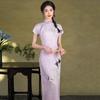 Purple Ancient Full Open Placket Republic of China Style New Chinese Style Suzhou Long Cheongsam Improved Young Women's High Sense Summer
