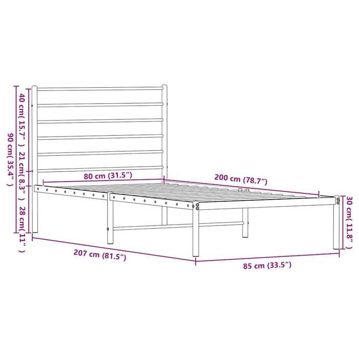 VidaXL Metal Bed Frame with White Headboard 80x200 Cm 352359