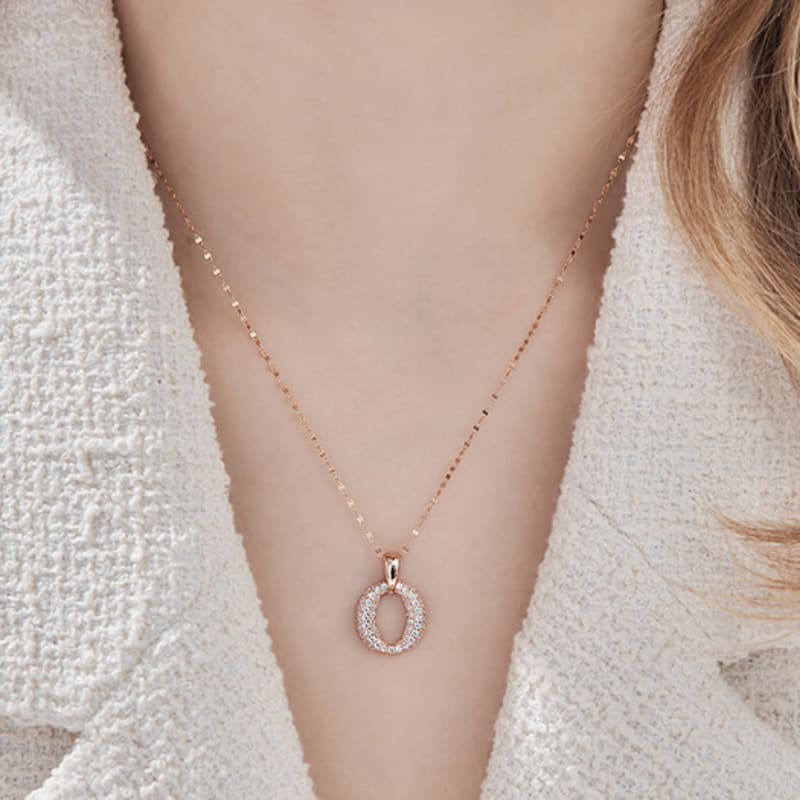 ELLE Jewelry 14K Dress Bling Round Necklace EL14NN022