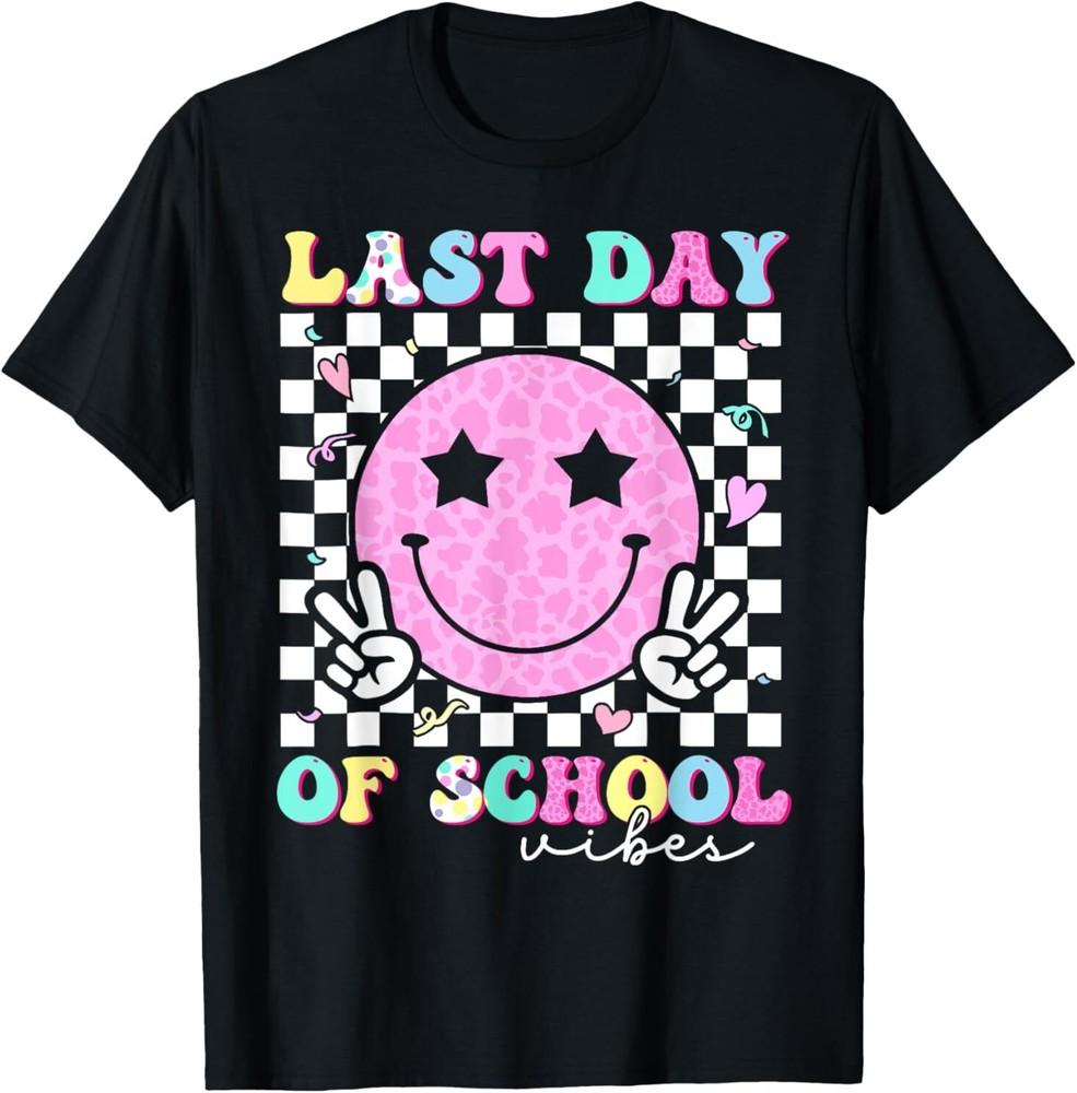 Last Day of School Vibes Teacher Student Groovy Graduation T-Shirt Unisex T-Shirt XXL