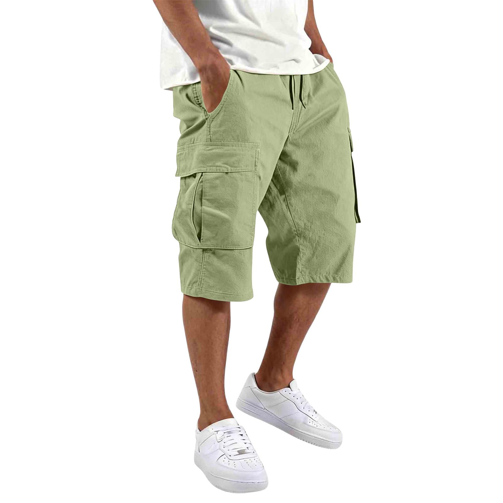 Ren Fashion Heren Relaxed Fit Cargo Shorts Met Meerdere Zakken Knie Lengte Katoen Casual Buiten Shorts XXXL lichtgroene kleur