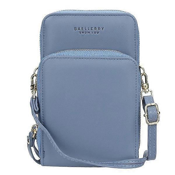 Shoulder Bag Mobile Phone Bag with Shoulder Strap Women Blue Blue