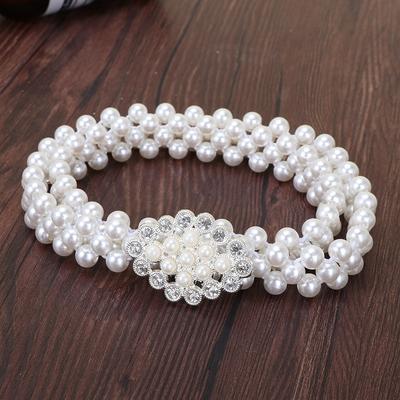 Perlový pásek pro ženy, Dekorativní řetízek na pas, Ideální pro kombinaci s šaty, Tenký elastický, Korejský módní doplněk