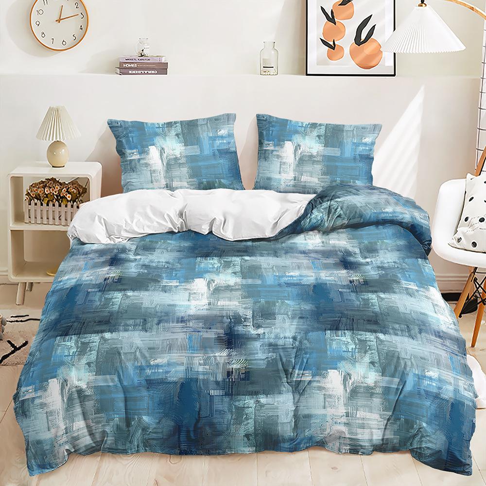 Three-Piece 3D Quilt Cover Plant Gradual Change Scale Brush Kit Bedding