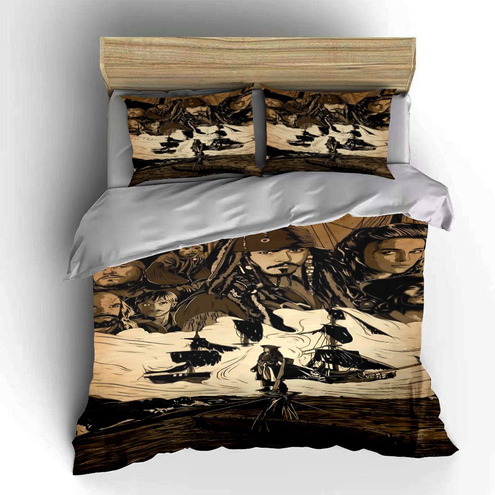 Pirate Themed Bedding Set with Characters Bedding set (1 duvet cover, 2 pillowcases, duvet not included)
