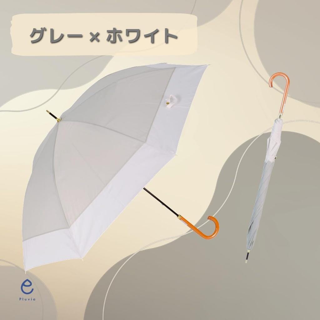Pluvia Long Plain 58cm [Ultra-lightweight 220g] Women's Umbrella, Patchwork, Gray,