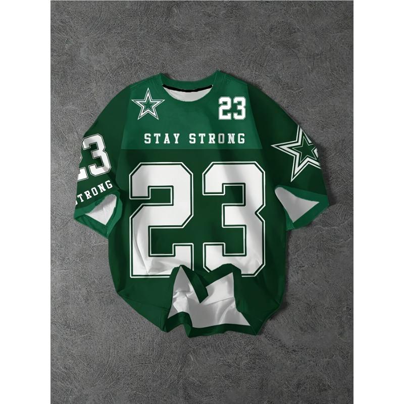 Boys' Soccer Jersey T-Shirt - Royal Football Number 23, Number Print, Casual Athletic Style, Regular Fit Round Neck Short Sleeve Tee