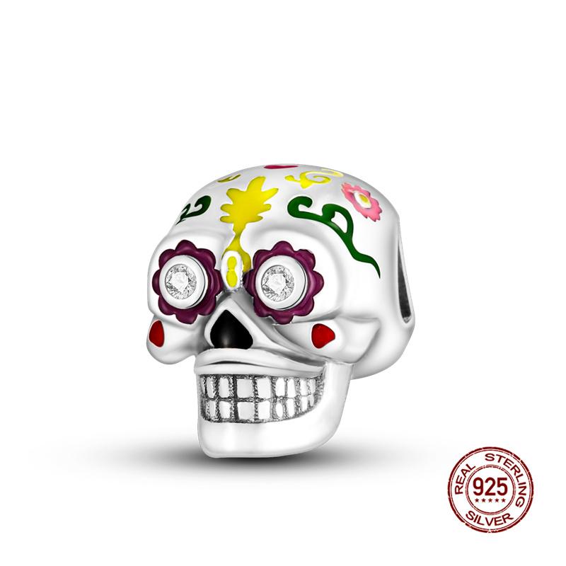 GlowintheMatte Black Skull Charm copper Pumpkinhead Charm Bead Compatible With 3mm Authentic Bracelets Womens Do It Yourself Fine Jewellery Gift Ho