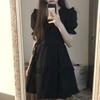 Black Fairy Skirt Super Fairy Small Man Mori First Love Skirt Academy Style Doll Collar Shows Tall and Thin Lady Waist