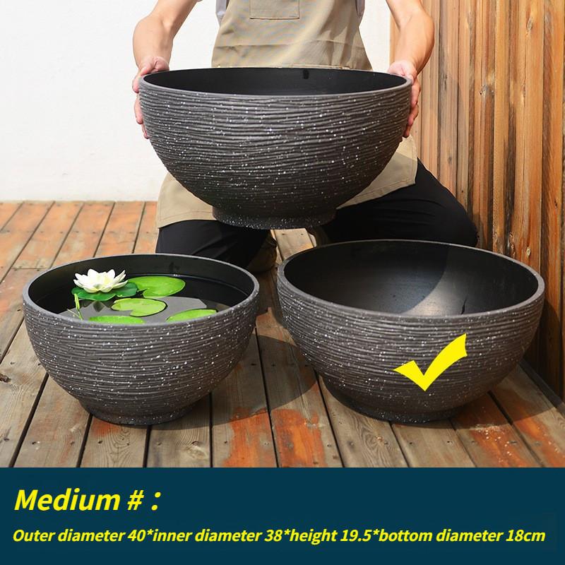 

Plastic Imitation Stone Extra Large Bowl Lotus Pot Non-porous Water Lily Lotus Pot Copper Coin Grass Money Grass Flower Pot style8
