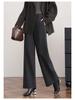2025 Autumn/Winter Women's Slimming Stylish Wool Wide-Leg Cropped Pants