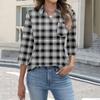 Women's Fashion Casual Lapel Short 3/4 Sleeve Print Shirt Women's Up Tops