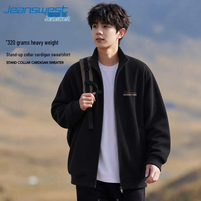 Jeanswest Men s Stand-Collar Zip-Up Jacket 5XL
