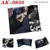 Gojo Satoru Anime Wallet Jujutsu Kaisen White Hair Teacher Bi-Fold Snap Coin Card Purse Black