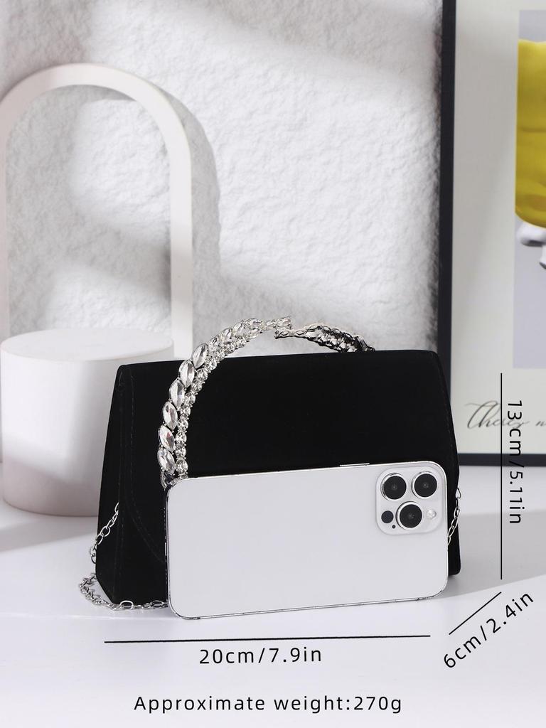 Velvet Rhinestone Crossbody Evening Bag: Luxurious High-End Women's Handbag