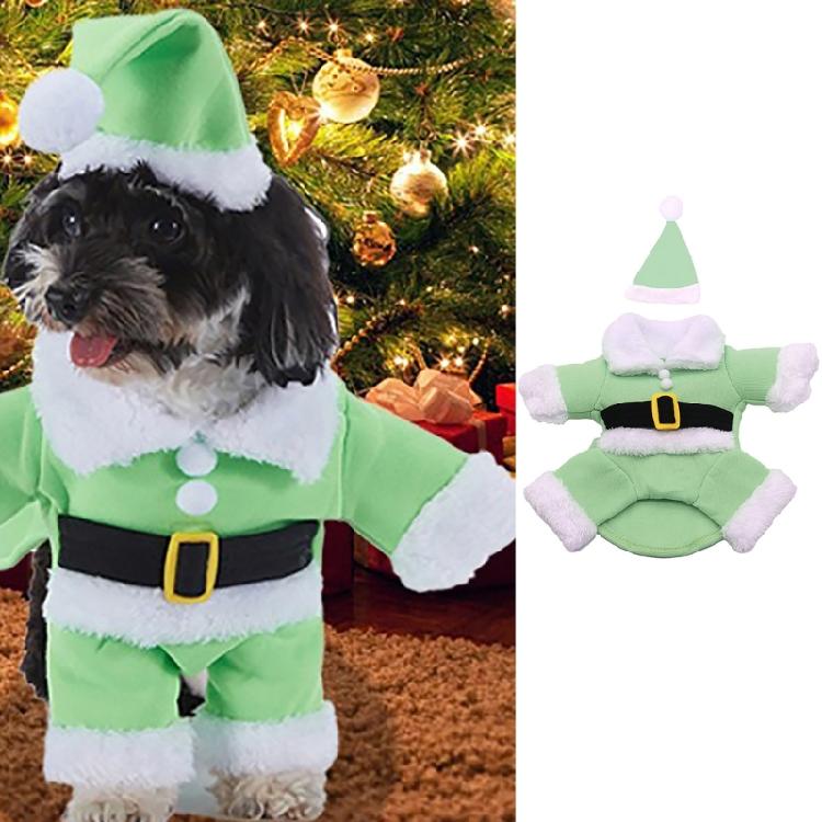 Lovely Christmas Outfit for Dog Cats Santa Costume Jumpsuit Hat Set Pet Festival Costume Theme Party Photoshooting Props