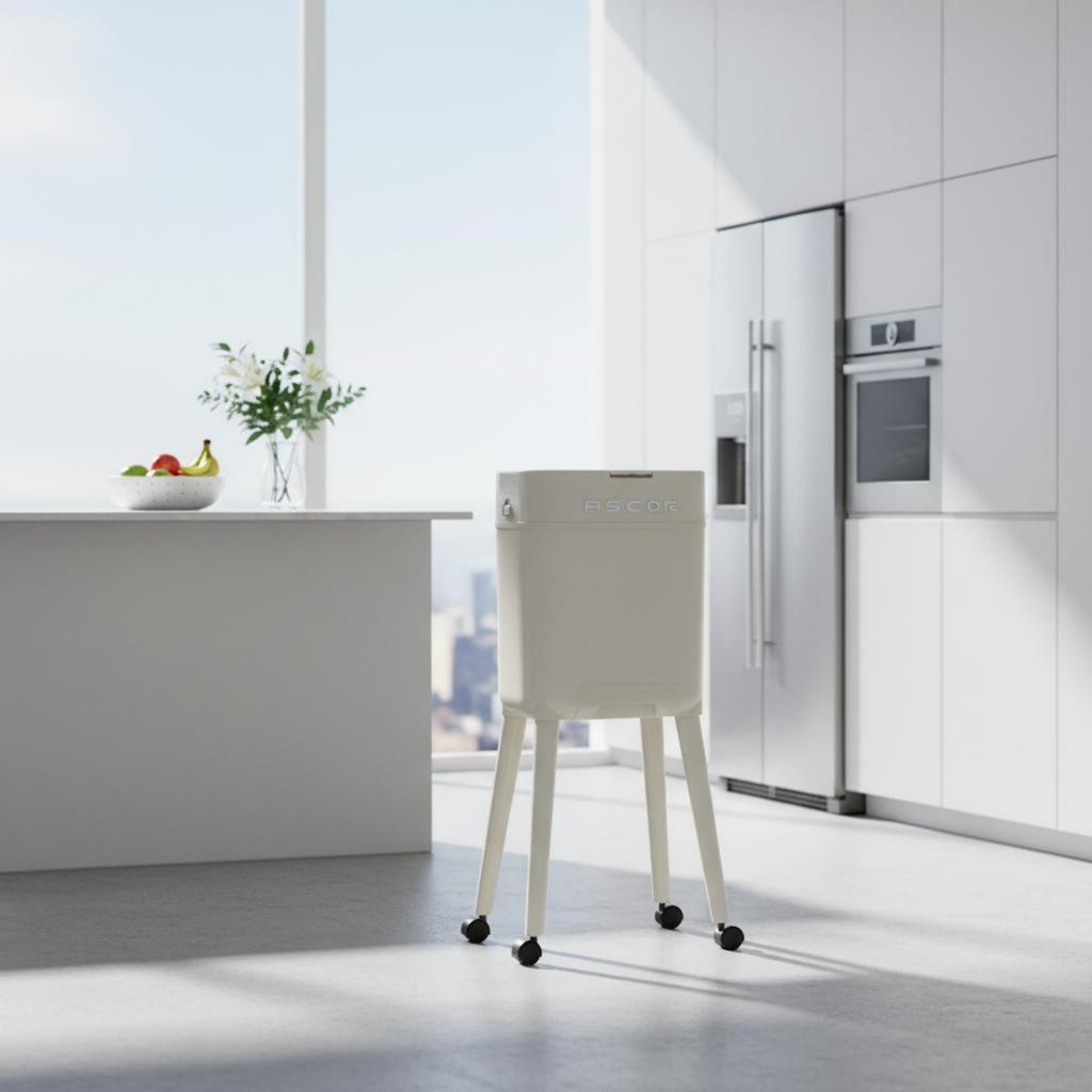 Rolling Waste Bin with Lid Single-Press Unlock Tall Trash Can with Legs Elevated Garbage Can On Wheels Large Capacity