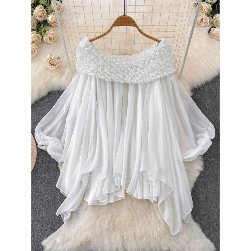 off-Shoulder Fairy Heavy Industry Ruched off-Shoulder Collar Pure Desire Tops
