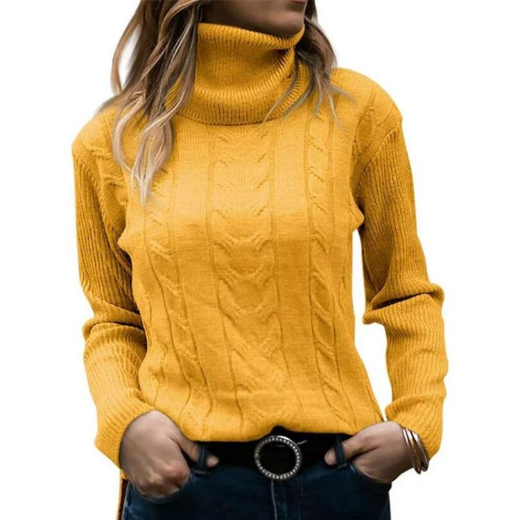 Maglione da Donna a Collo Alto Colore Unico Retro Manica Lunga Autunno Inverno Casual